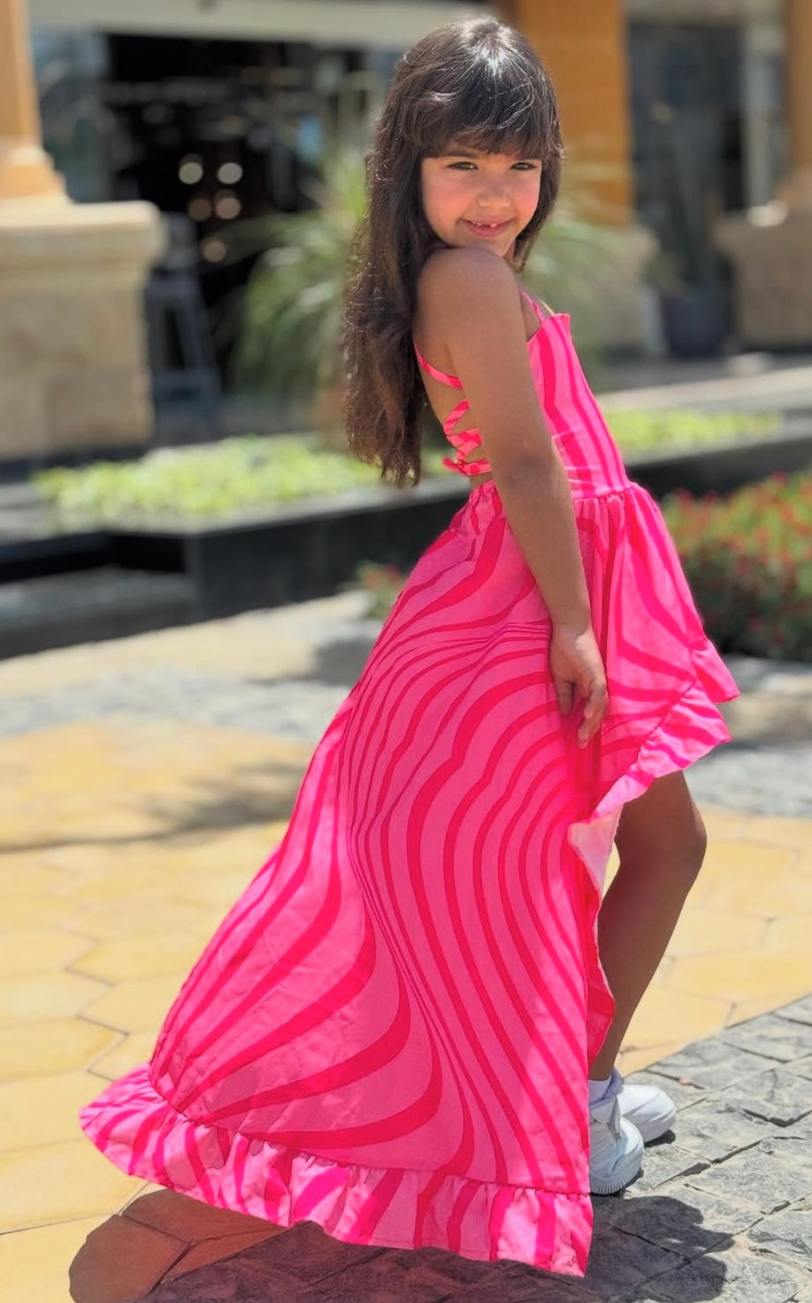Pink high low dress