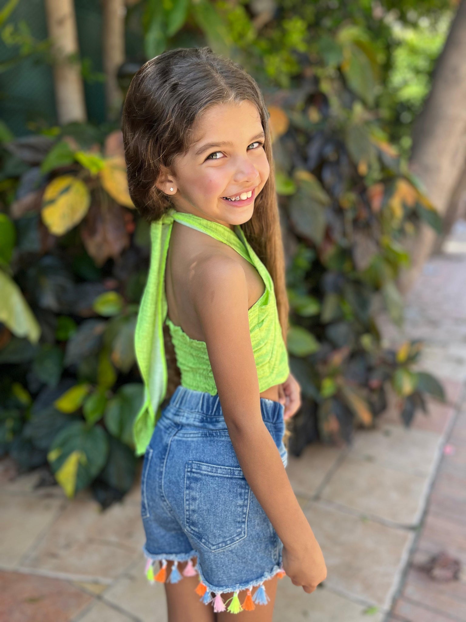 Lime green linen top
