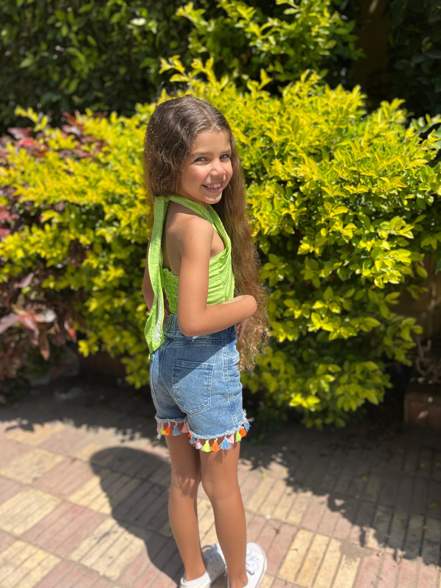 Lime green linen top