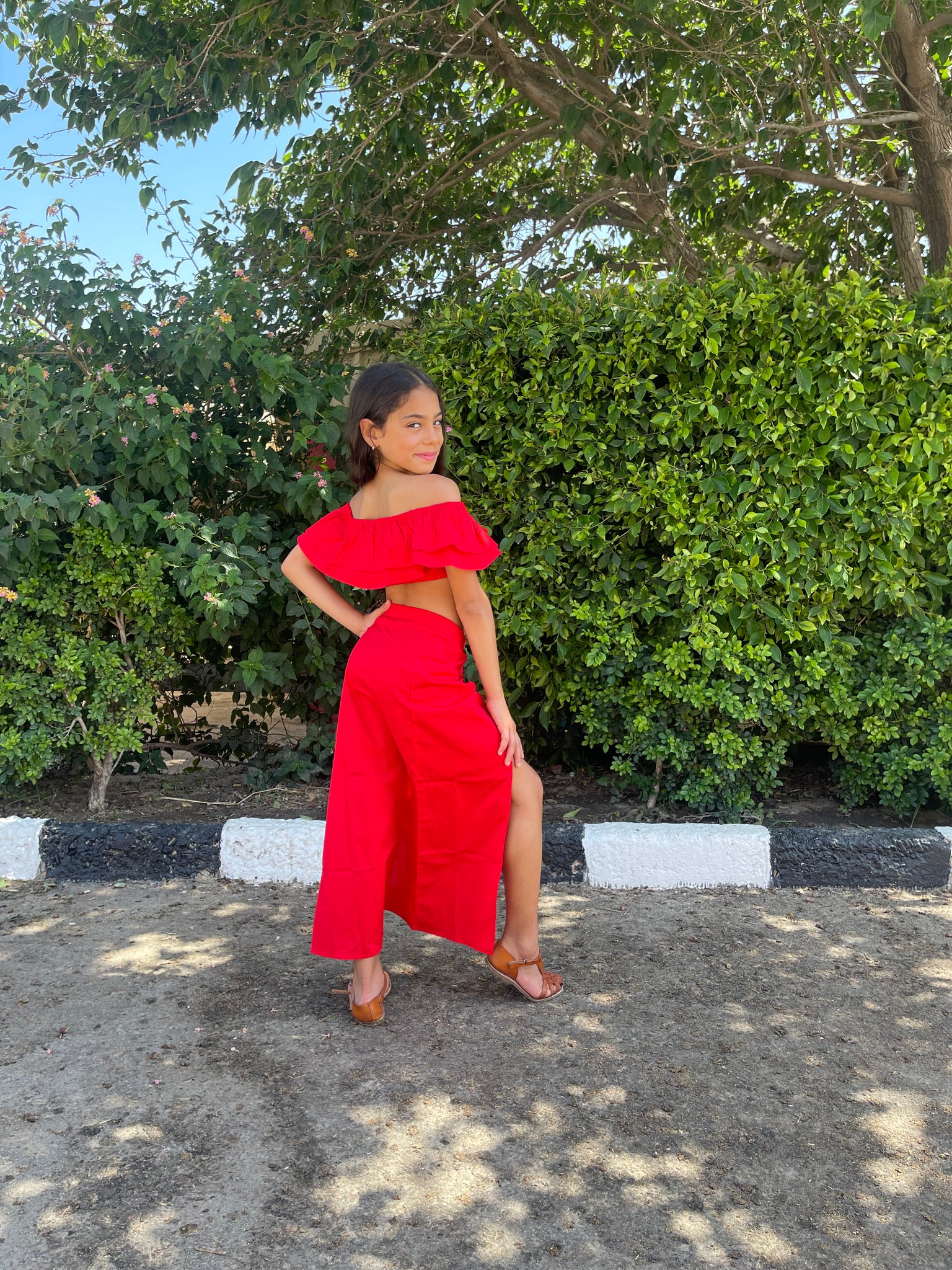 Off shoulder ruffles set