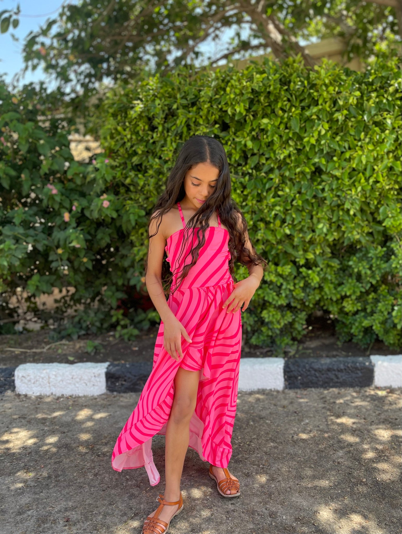 Pink high low dress