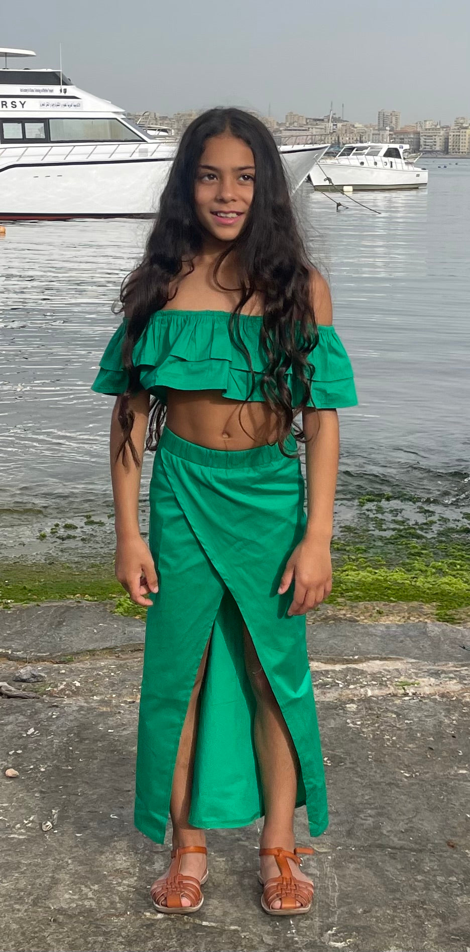Off shoulder ruffles set