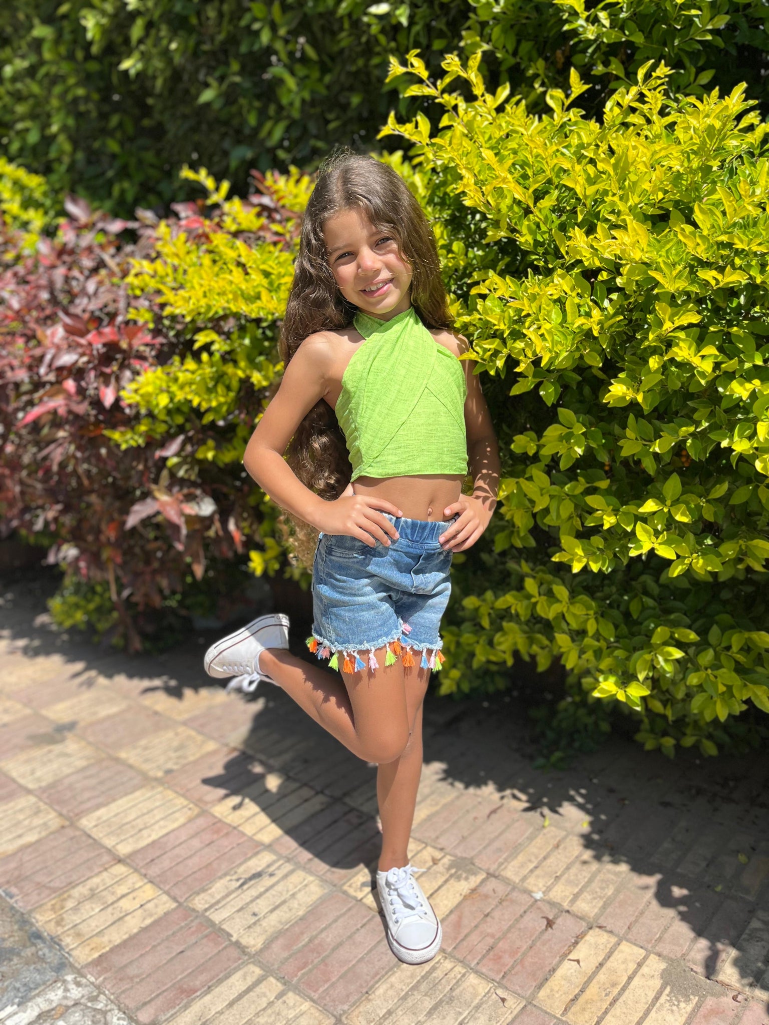 Lime green linen top