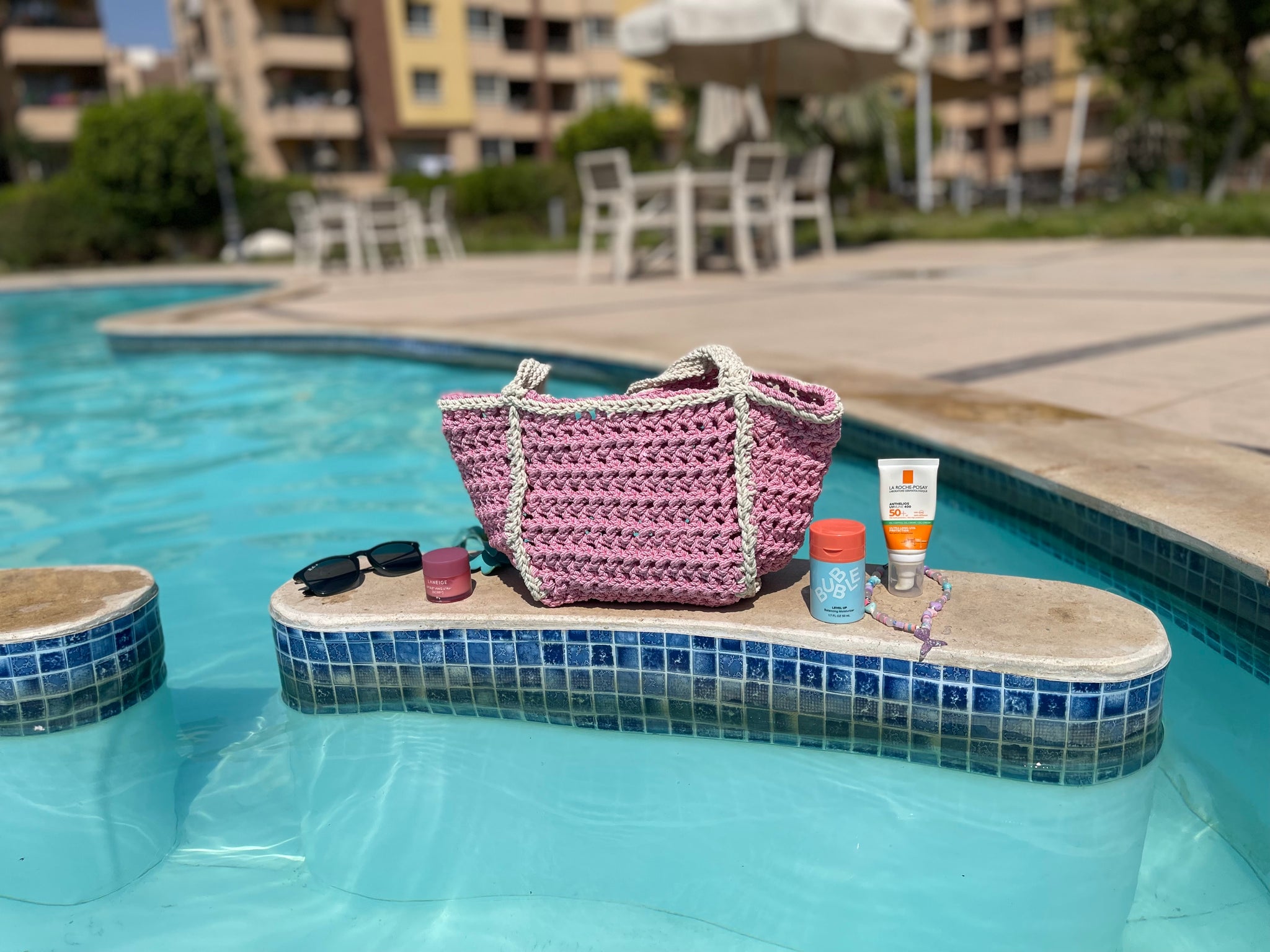 Pink Paloma hand made crochet bag