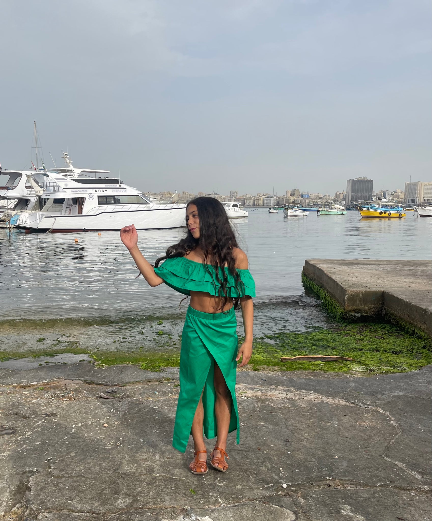 Off shoulder ruffles set