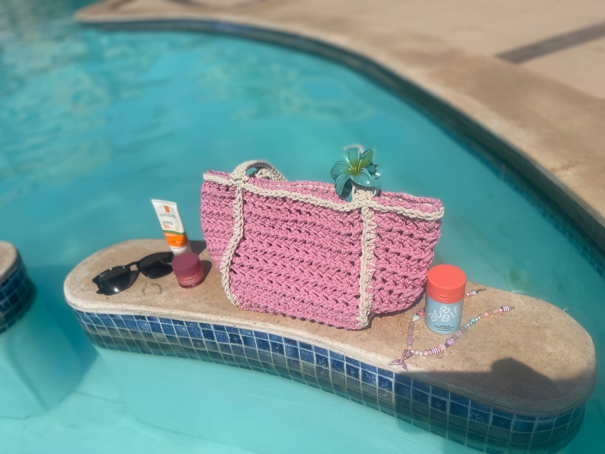 Pink Paloma hand made crochet bag