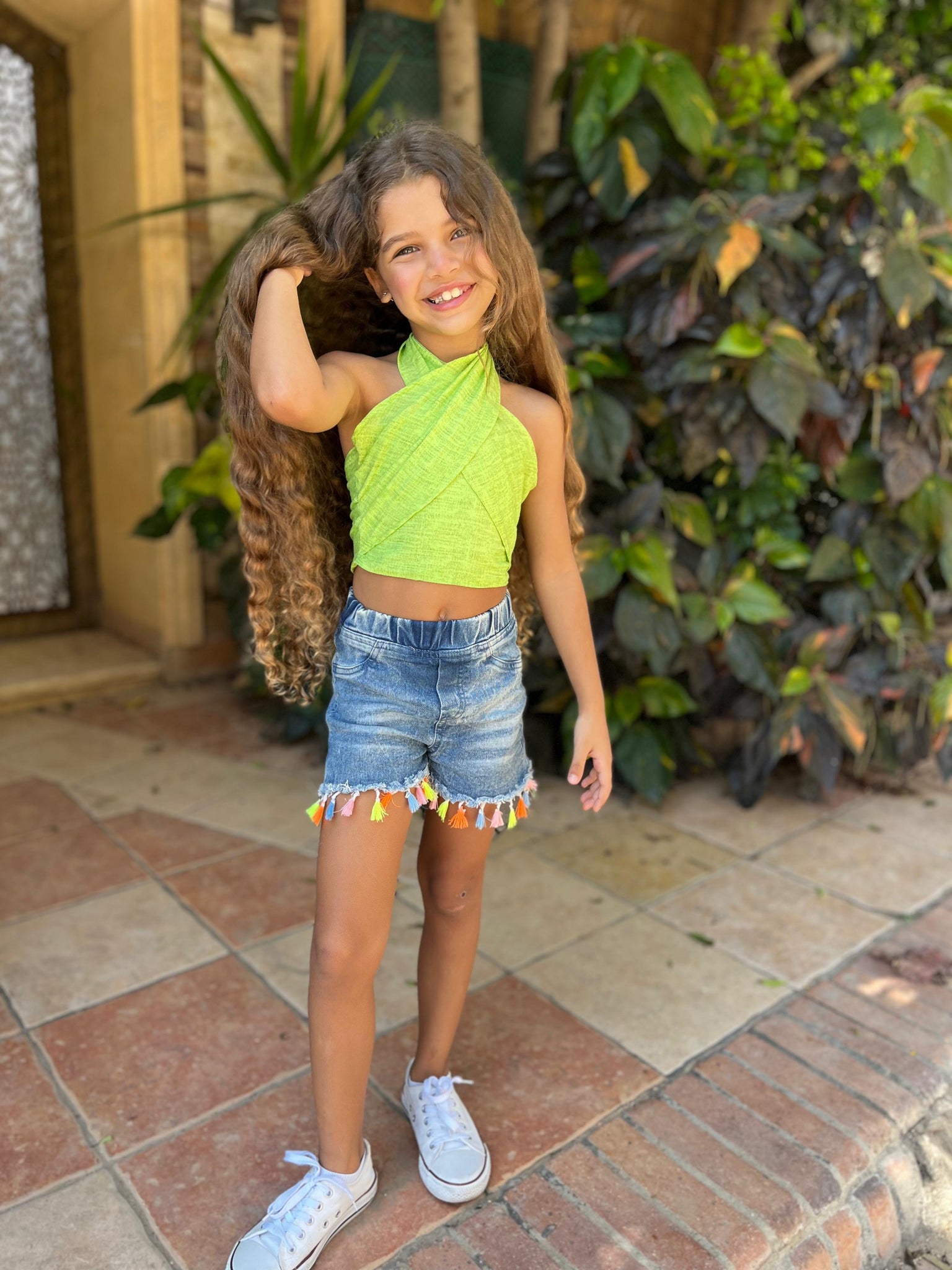 Lime green linen top