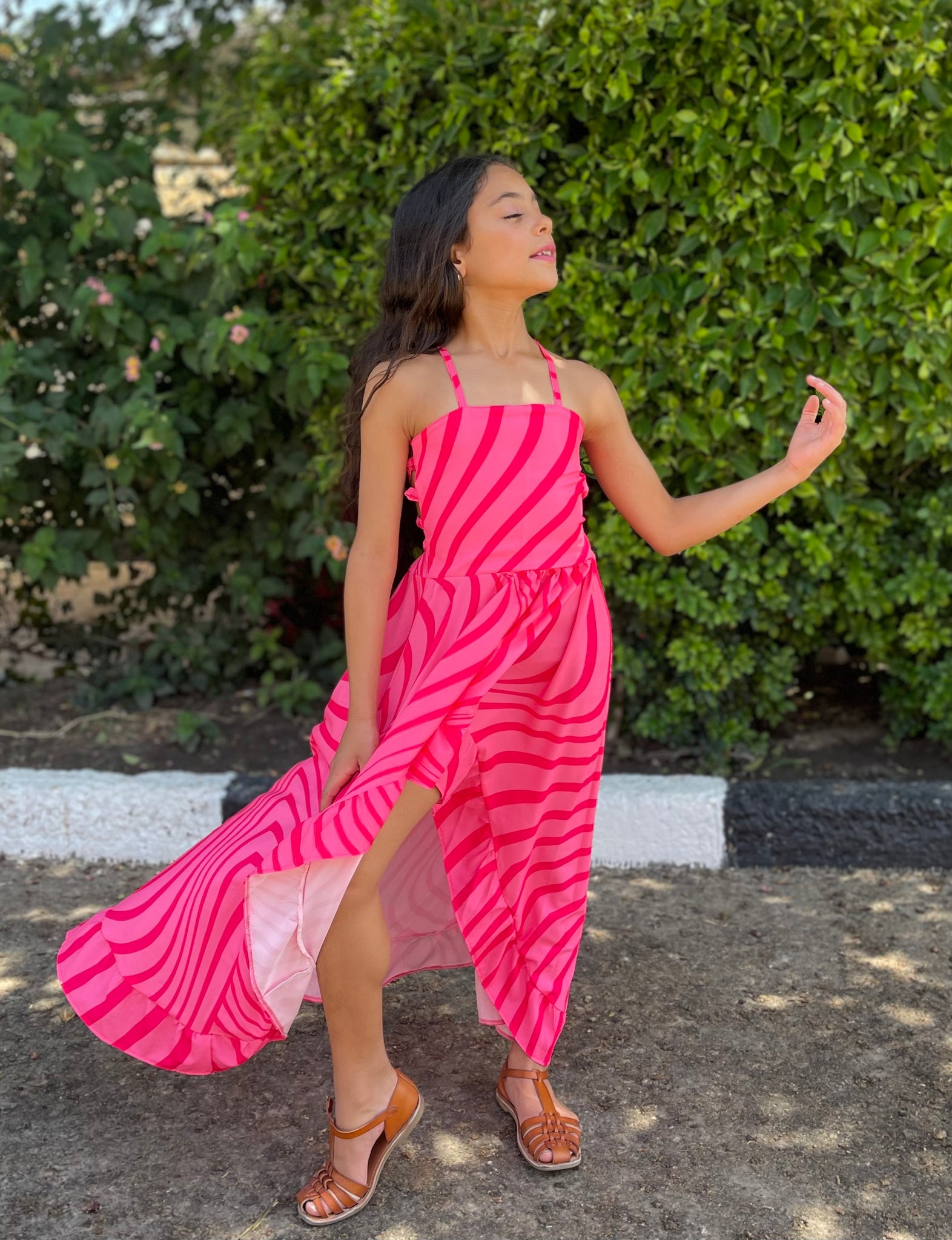 Pink high low dress