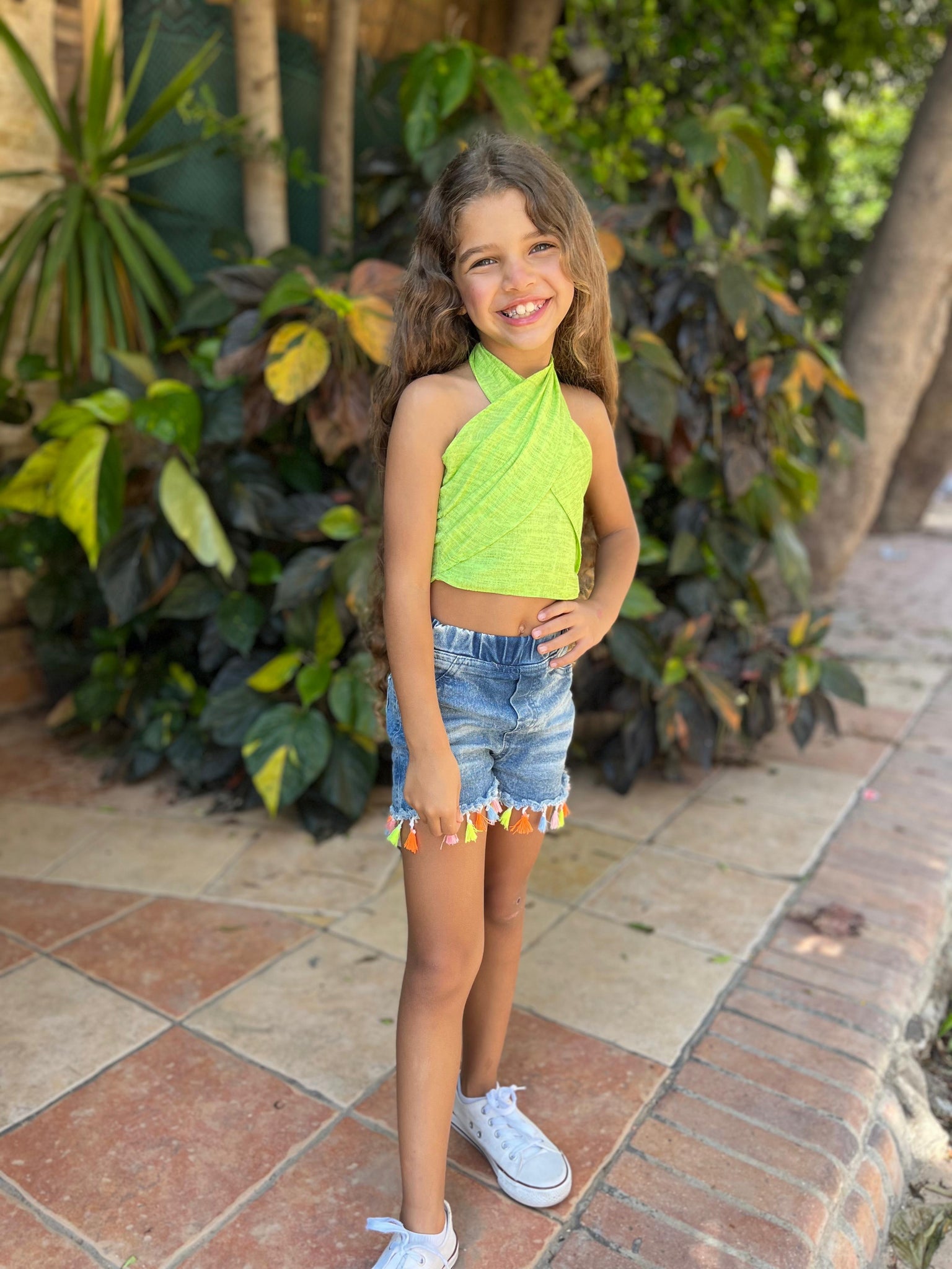 Lime green linen top