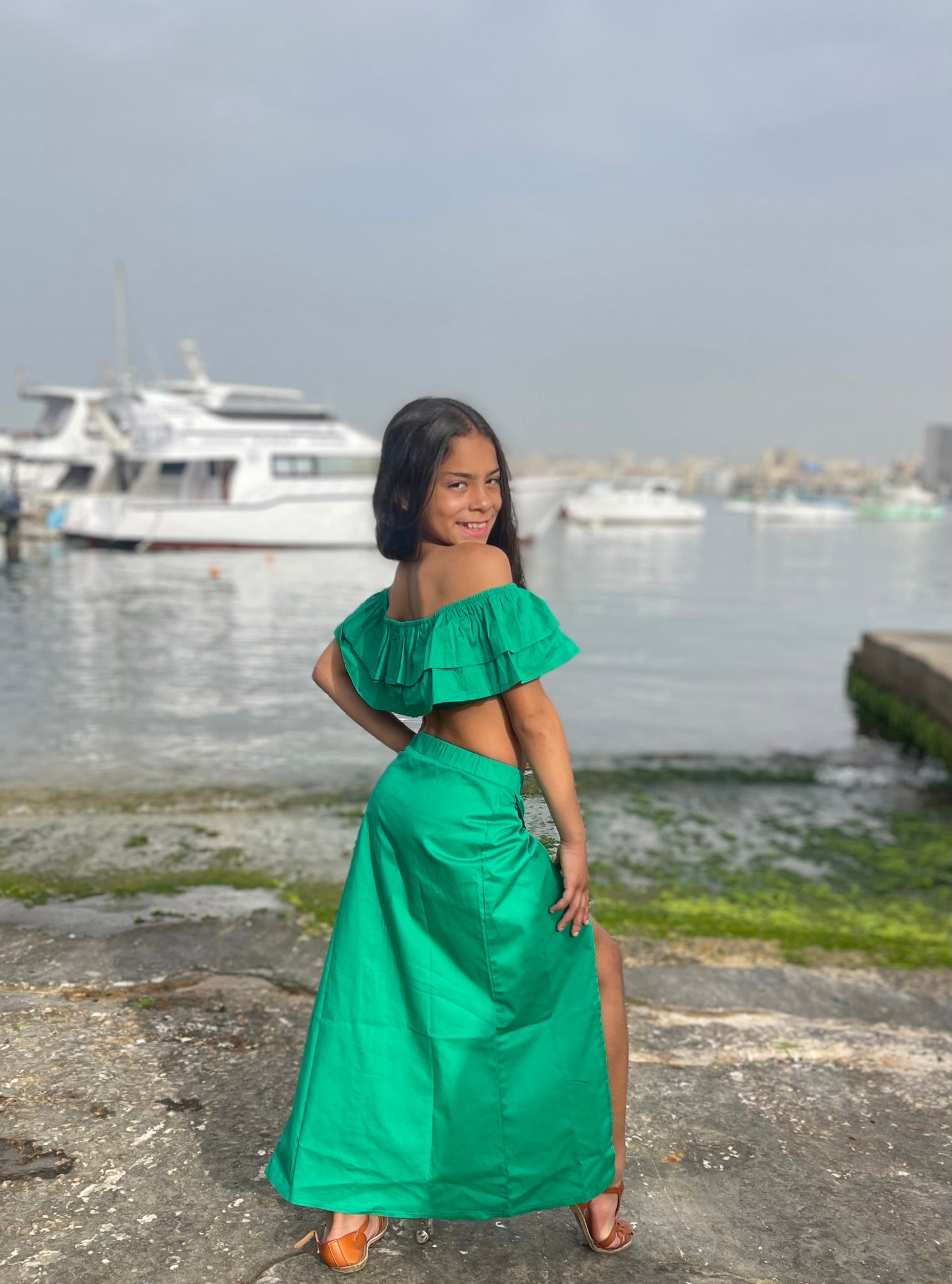 Off shoulder ruffles set