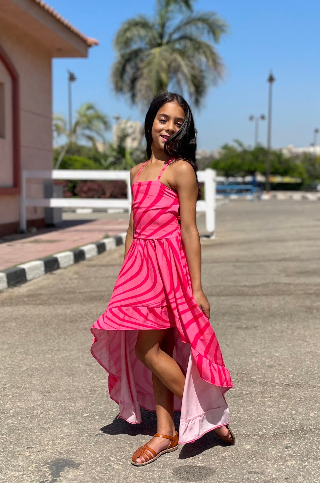 Pink high low dress