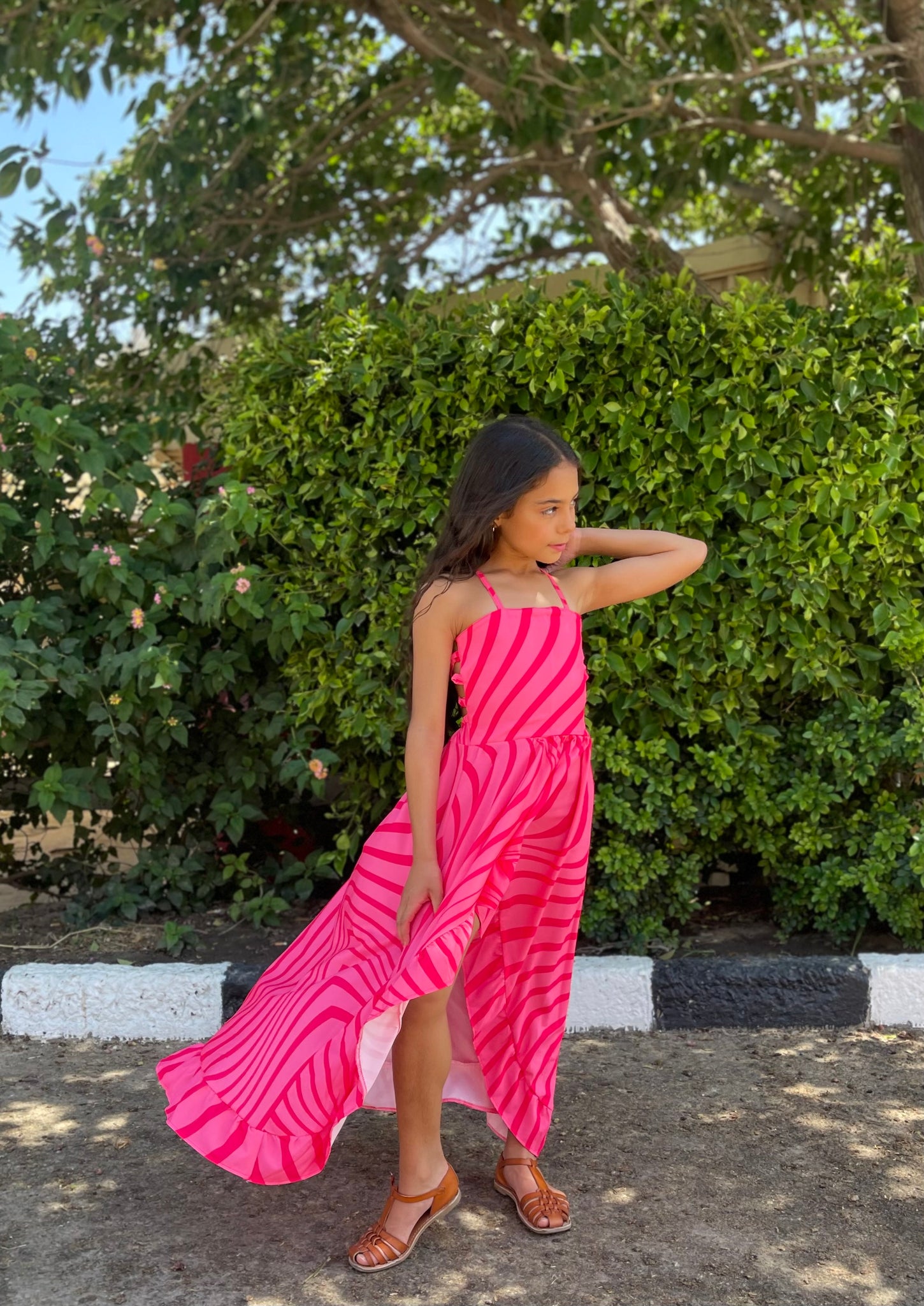 Pink high low dress